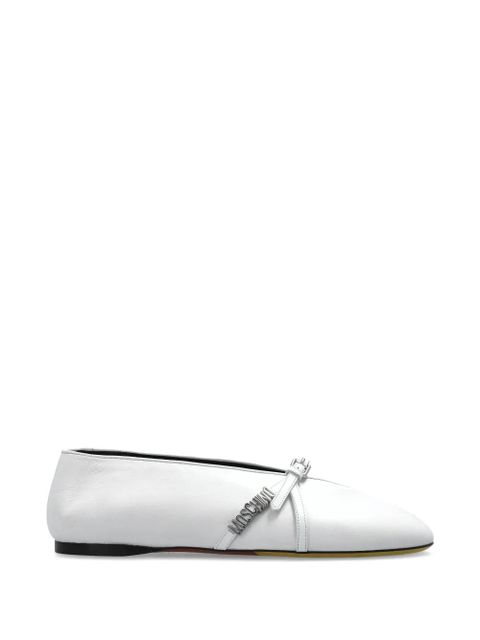 Moschino log-plaque leather ballet flats - White - zdjęcie produktu nr 1
