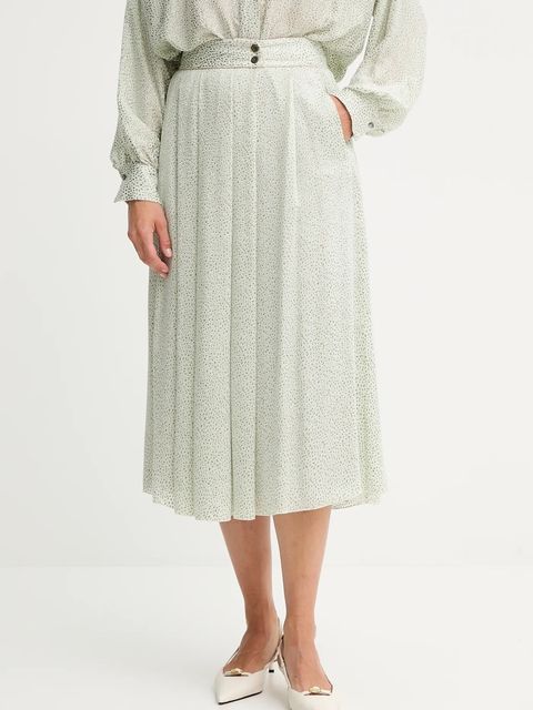 Forte Forte spódnica z domieszką jedwabiu kolor zielony midi rozkloszowana 14125.my.skirt - zdjęcie produktu nr 1