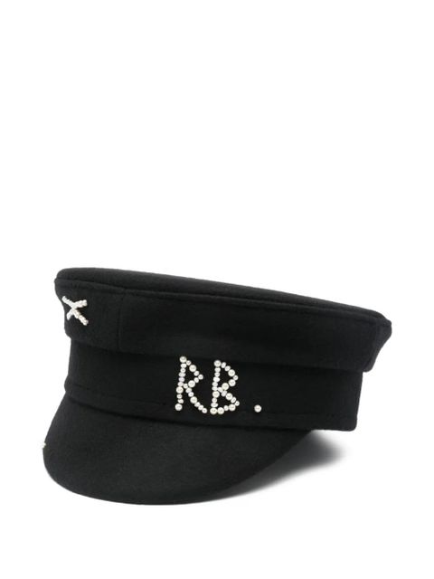 Ruslan Baginskiy faux pearl-embellished Baker Boy cap - Black - zdjęcie produktu nr 1