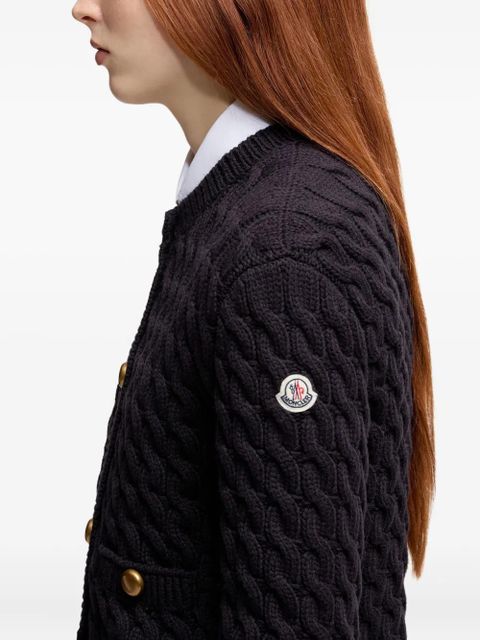 Moncler cable-knit button-up cardigan - Blue