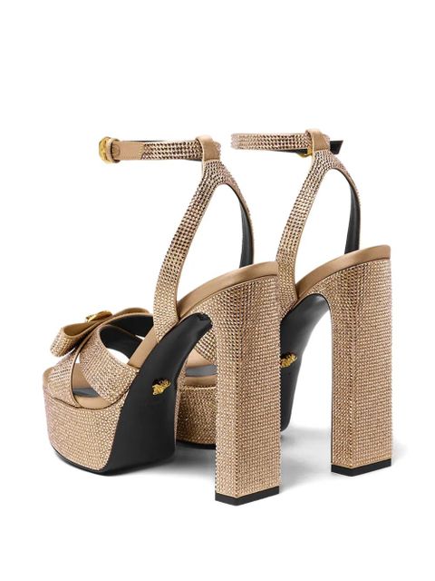 Versace 140mm crystal-embellished platform sandals - Brown