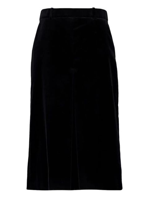 Saint Laurent velvet-pleated midi skirt - Black - zdjęcie produktu nr 1
