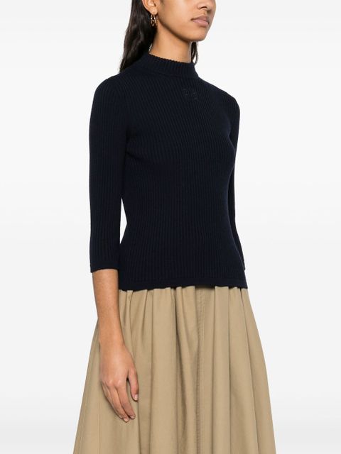 Miu Miu embroidered-logo sweater - Blue