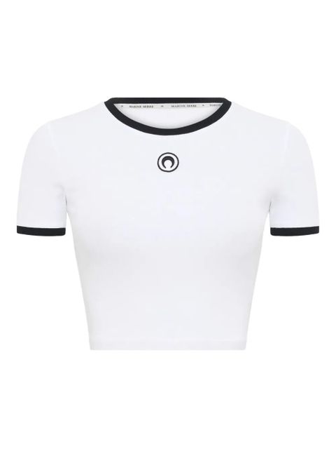 Marine Serre moon-logo ribbed crop top - White - zdjęcie produktu nr 1