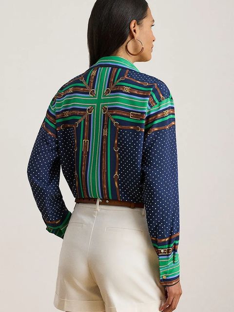 Lauren Ralph Lauren koszula damska kolor granatowy relaxed z kołnierzykiem klasycznym 200P03687 - zdjęcie produktu nr 2