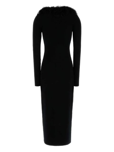 Blumarine feather-trimmed wool coat - Black - zdjęcie produktu nr 2