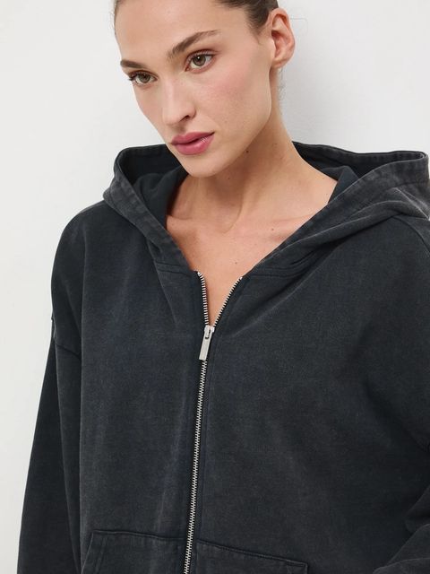 Medicine bluza bawełniana damska kolor szary z kapturem gładka