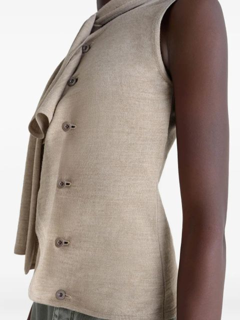 LEMAIRE tie-neck asymmetrical-design knitted top - Neutrals