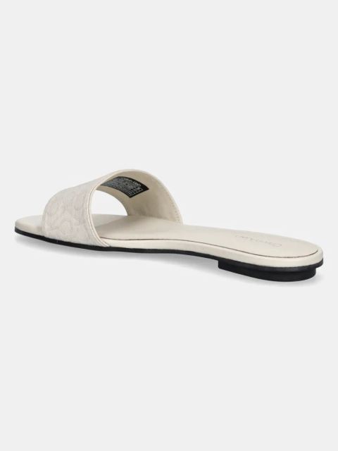 Calvin Klein klapki FLAT SLIDE - JACQ damskie kolor beżowy HW0HW02388