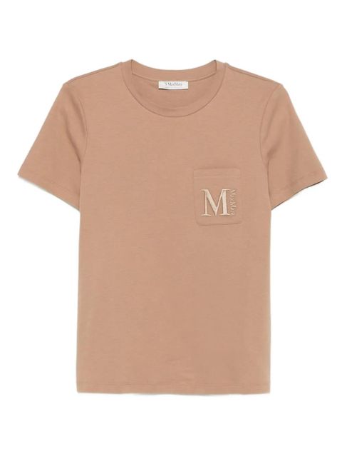 Max Mara logo-embroidered pocket T-shirt - Neutrals - zdjęcie produktu nr 1
