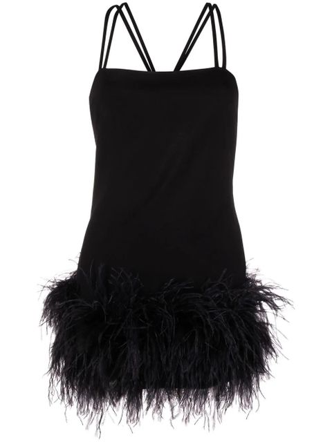 The Attico feather-trim mini dress - Black - zdjęcie produktu nr 1
