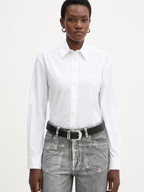 Pinko koszula bawełniana damska kolor biały relaxed z kołnierzykiem klasycznym 105591 A2T4