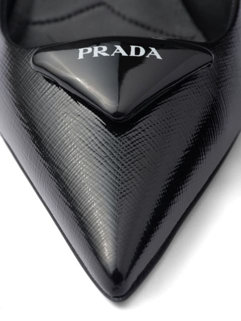 Prada 75mm triangle-logo leather pumps - Black