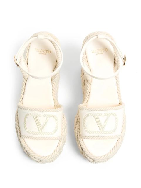 Valentino Garavani 130mm VLogo Torchon wedge sandals - White