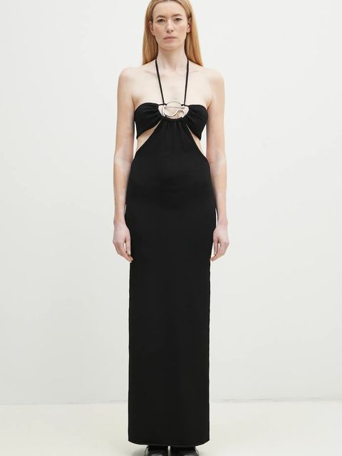 Coperni sukienka Knitted Halter kolor czarny maxi dopasowana COPML135Y3010 - zdjęcie produktu nr 1