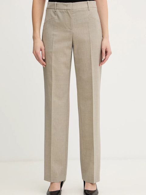 BOSS spodnie wełniane damskie kolor beżowy proste medium waist 50542004 - zdjęcie produktu nr 1