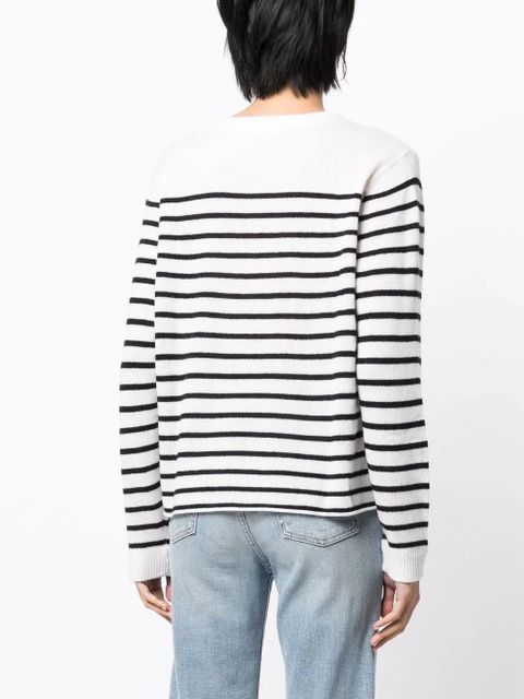 Reformation Boyfriend striped cashmere jumper - White