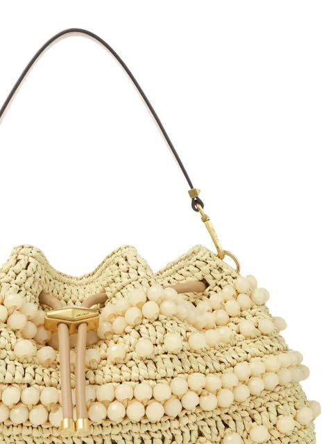 Jimmy Choo medium Cinch beaded embellishment bucket bag - Neutrals