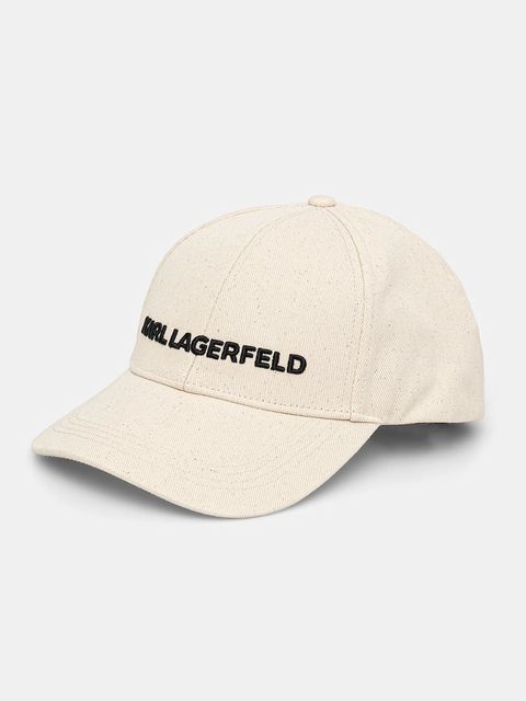 Karl Lagerfeld czapka z daszkiem bawełniana K/ESSENTIAL kolor beżowy z aplikacją A1W33071 - zdjęcie produktu nr 1