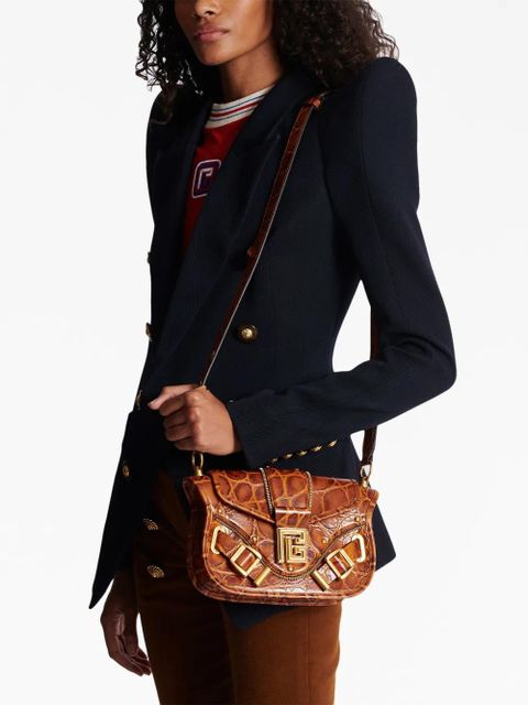 Balmain Blaze crocodile-embossed shoulder bag - Brown