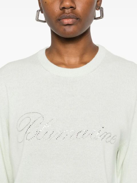 Blumarine rhinestone-logo sweater - Green