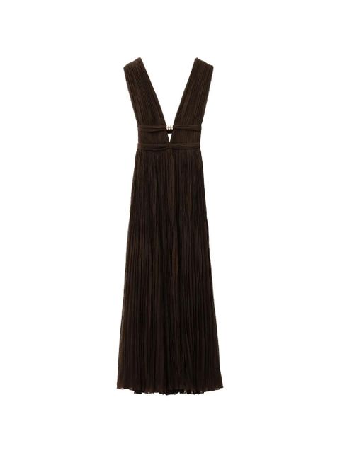 Ba&Sh Tania pleated V-neck dress - Brown - zdjęcie produktu nr 1
