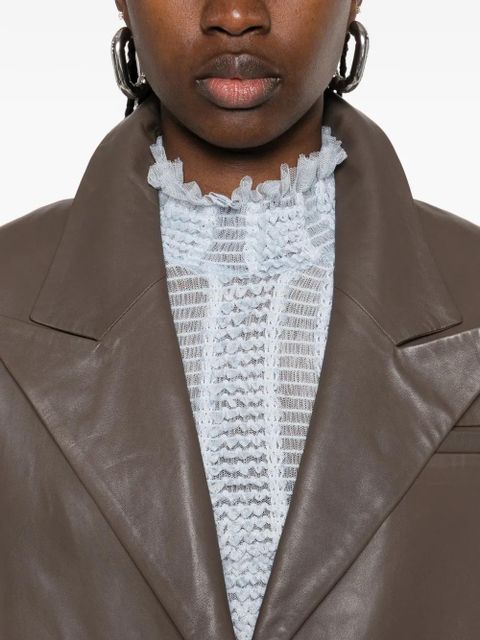 Nanushka single-breasted leather coat - Brown