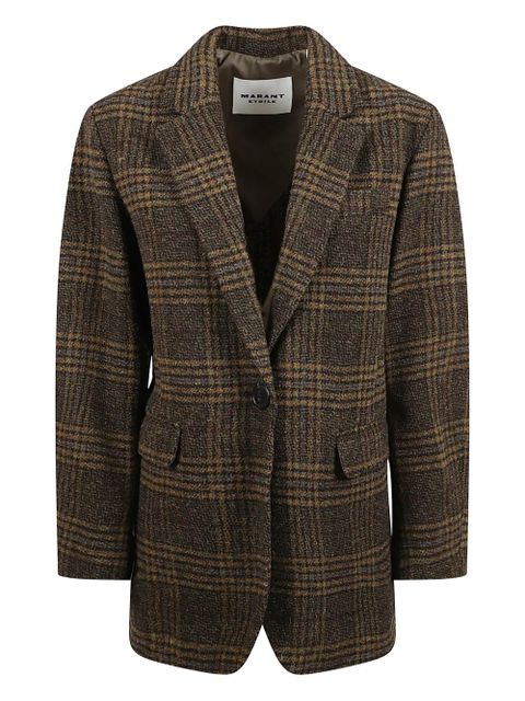 ISABEL MARANT Gesina checked single-button blazer - Green - zdjęcie produktu nr 1