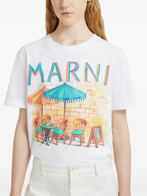 Marni postcard-print short-sleeve T-shirt - White