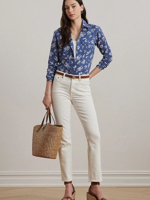 Lauren Ralph Lauren koszula bawełniana damska kolor niebieski regular z kołnierzykiem klasycznym 200970770