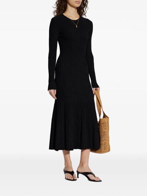 AMI Paris ribbed-knit long-sleeve midi dress - Black - zdjęcie produktu nr 2