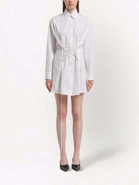 Prada lace-up shirt dress - White