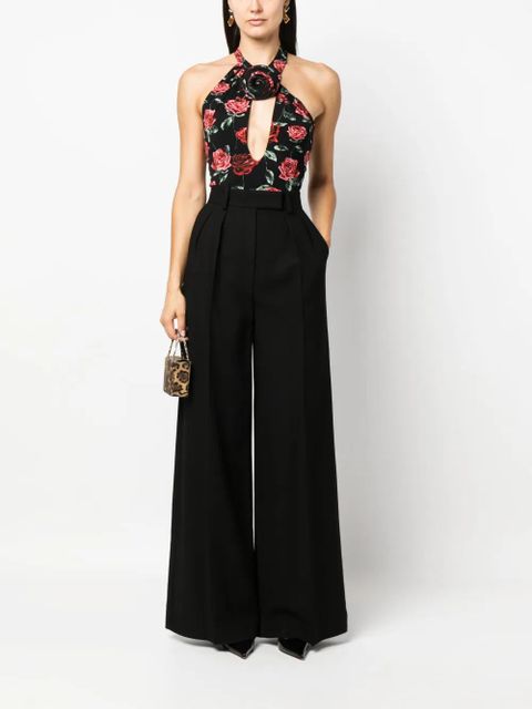 Magda Butrym floral-print keyhole-neck bodysuit - Black