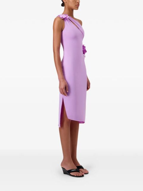Coperni asymmetric flower gown midi dress - Purple