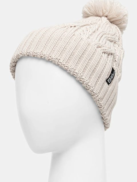 Jack Wolfskin czapka Pompom kolor beżowy wełniana 1905092 - zdjęcie produktu nr 2