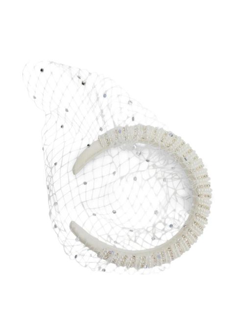 Self-Portrait crystal-embellished veil headband - White - zdjęcie produktu nr 2
