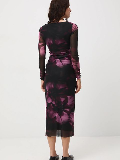 Medicine sukienka kolor czarny midi dopasowana