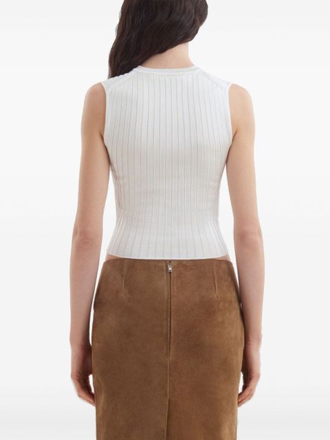 Marni logo-appliqué ribbed-knit vest - White