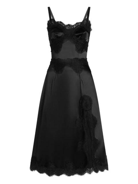 Dolce & Gabbana lace-embellished satin dress - Black - zdjęcie produktu nr 1