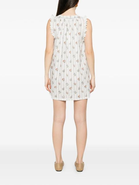 DÔEN Nessie floral-print ruffled mini dress - White
