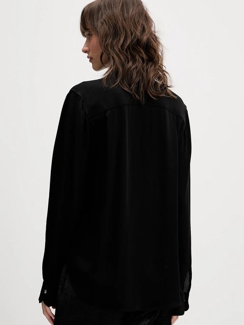 HUGO koszula damska kolor czarny regular z wiązanym dekoltem 50550779