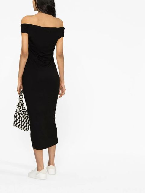 Reformation Jamen off-shoulder knitted midi dress - Black