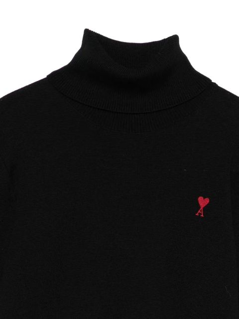 AMI Paris heart-embroidered turtleneck sweater - Black