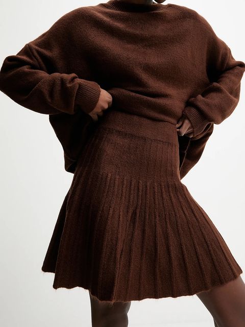 Answear.LAB sweter i spódnica damski kolor brązowy - zdjęcie produktu nr 1