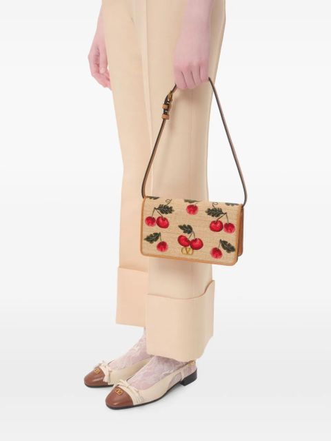Valentino Garavani mini VLogo Signature Cherryfic-print shoulder bag - Neutrals