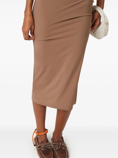 Miu Miu logo-print jersey midi dress - Brown