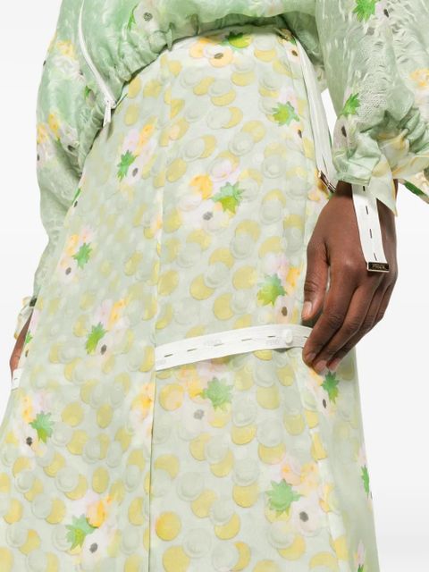 FENDI floral-print pocket midi skirt - Green