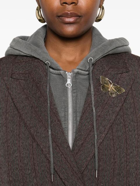 Golden Goose pinstripe butterfly-brooch blazer - Brown