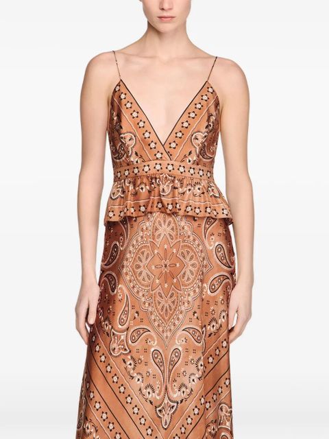 SANDRO V-neck paisley-pattern maxi dress - Brown