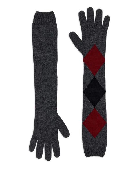 Proenza Schouler argyle-pattern long gloves - Grey - zdjęcie produktu nr 1